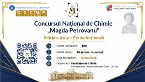 Facultatea de Chimie a Universității „Alexandru Ioan Cuza” din Iași organizează, în ziua de 9 mai 2026, cea de-a XV-a ediție a Concursului Național de Chimie „Magda Petrovanu”.